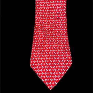 Salvatore Ferragamo Red St. Patty’s Day clover hat silk tie Italy